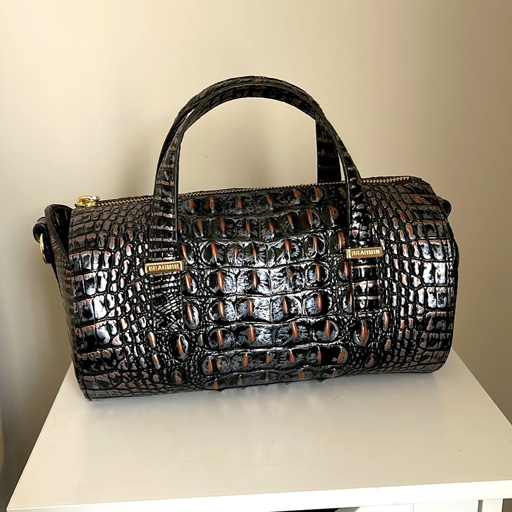 Brahmin faux leopard crossbody bag